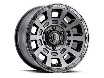 ICON Alloys Thrust Smoked Satin Black Wheel; 17x8.5; 0mm Offset (97-06 Jeep Wrangler TJ)