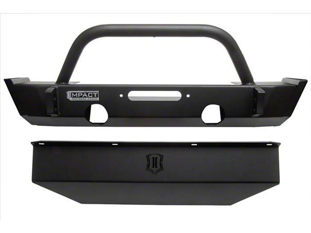 ICON Impact Off-Road Armor IMPACT Series Front Bumper with Skid Plate (18-24 Jeep Wrangler JL)