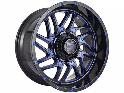 Impact Wheels 808 Gloss Black and Blue Milled 6-Lug Wheel; 20x10; -12mm Offset (03-09 4Runner)