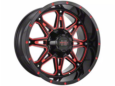 Impact Wheels 810 Gloss Black and Red Milled 6-Lug Wheel; 20x10; -12mm Offset (04-15 Titan)