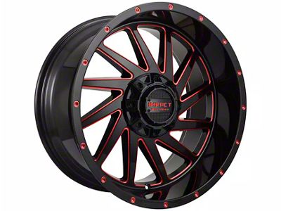 Impact Wheels 811 Gloss Black and Red Milled 6-Lug Wheel; 20x10; -12mm Offset (04-15 Titan)