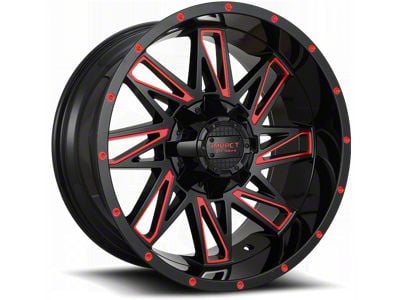 Impact Wheels 814 Gloss Black and Red Milled 6-Lug Wheel; 18x9; 0mm Offset (04-15 Titan)