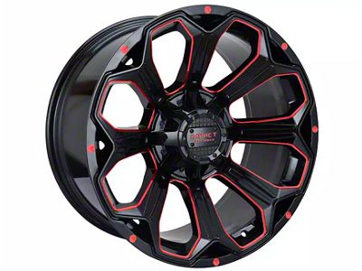 Impact Wheels 817 Gloss Black and Red Milled 6-Lug Wheel; 20x10; -12mm Offset (04-15 Titan)