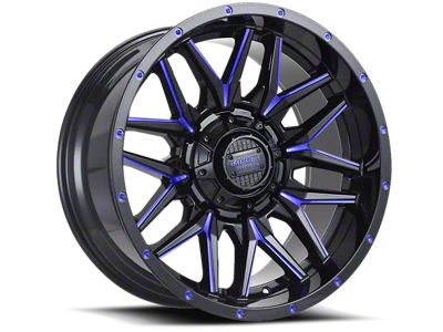 Impact Wheels 819 Gloss Black and Blue Milled 6-Lug Wheel; 18x9; -12mm Offset (04-15 Titan)