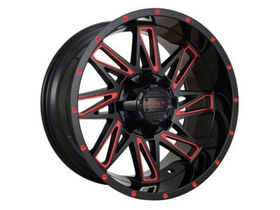 Impact Wheels 814 Gloss Black and Red Milled 6-Lug Wheel; 18x9; -12mm Offset (05-15 Tacoma)