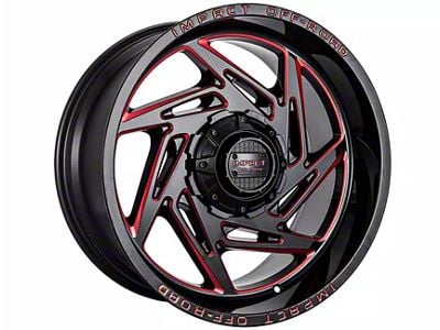 Impact Wheels 830 Gloss Black and Red Milled 5-Lug Wheel; 20x10; -12mm Offset (05-15 Tacoma)