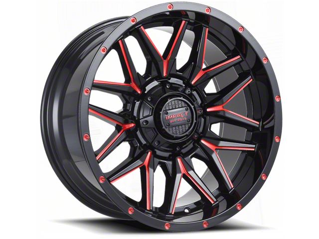 Impact Wheels 819 Gloss Black and Red Milled 6-Lug Wheel; 20x10; -12mm Offset (10-24 4Runner)
