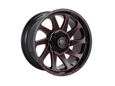 Impact Wheels 825 Gloss Black and Red Milled 6-Lug Wheel; 20x10; -12mm Offset (10-24 4Runner)