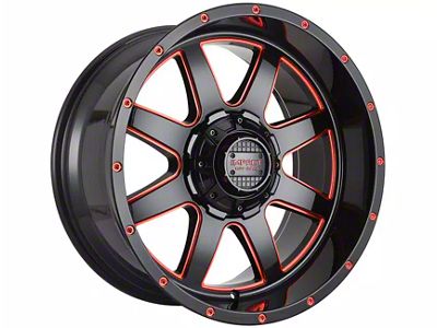 Impact Wheels 804 Gloss Black and Red Milled 6-Lug Wheel; 20x10; -12mm Offset (2024 Tacoma)
