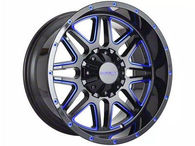 Impact Wheels 806 Gloss Black and Blue Milled 6-Lug Wheel; 20x10; -12mm Offset (2024 Tacoma)