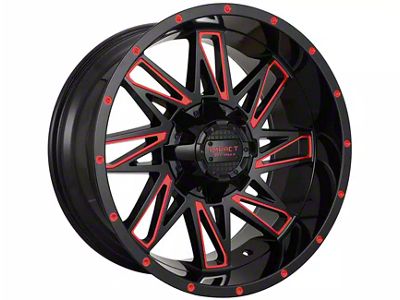 Impact Wheels 814 Gloss Black and Red Milled 6-Lug Wheel; 20x9; 0mm Offset (2024 Tacoma)