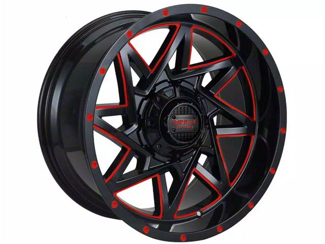 Impact Wheels 821 Gloss Black and Red Milled 6-Lug Wheel; 20x10; -12mm Offset (2024 Tacoma)