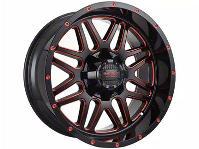 Impact Wheels 806 Gloss Black and Red Milled 6-Lug Wheel; 20x10; -12mm Offset (10-24 4Runner)