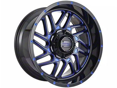 Impact Wheels 808 Gloss Black and Blue Milled 6-Lug Wheel; 20x10; -12mm Offset (10-24 4Runner)