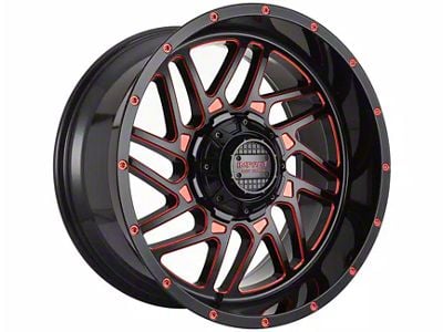 Impact Wheels 808 Gloss Black and Red Milled 6-Lug Wheel; 20x10; -12mm Offset (10-24 4Runner)