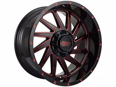 Impact Wheels 811 Gloss Black and Red Milled 6-Lug Wheel; 20x10; -12mm Offset (10-24 4Runner)