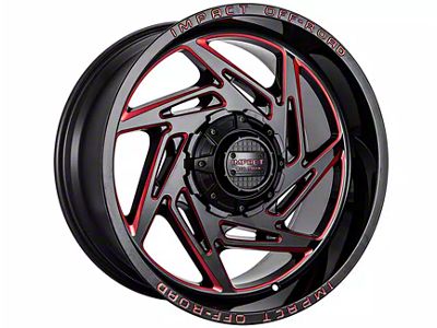 Impact Wheels 830 Gloss Black and Red Milled 6-Lug Wheel; 20x10; -12mm Offset (10-24 4Runner)