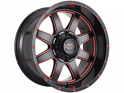 Impact Wheels 804 Gloss Black and Red Milled 6-Lug Wheel; 20x10; -12mm Offset (21-24 Bronco, Excluding Raptor)