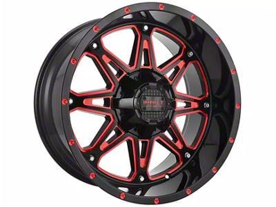 Impact Wheels 810 Gloss Black and Red Milled 6-Lug Wheel; 20x10; -12mm Offset (21-24 Bronco, Excluding Raptor)