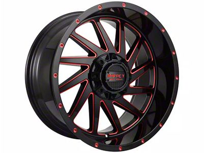Impact Wheels 811 Gloss Black and Red Milled 6-Lug Wheel; 20x10; -12mm Offset (21-24 Bronco, Excluding Raptor)