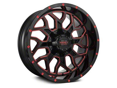 Impact Wheels 813 Gloss Black and Red Milled 6-Lug Wheel; 20x10; -12mm Offset (22-24 Bronco Raptor)