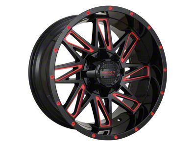 Impact Wheels 814 Gloss Black and Red Milled 6-Lug Wheel; 18x9; -12mm Offset (21-24 Bronco, Excluding Raptor)