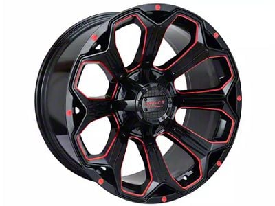 Impact Wheels 817 Gloss Black and Red Milled 6-Lug Wheel; 20x10; -12mm Offset (21-24 Bronco, Excluding Raptor)