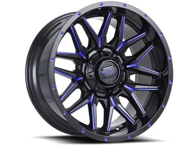 Impact Wheels 819 Gloss Black and Blue Milled 6-Lug Wheel; 18x9; -12mm Offset (21-24 Bronco, Excluding Raptor)