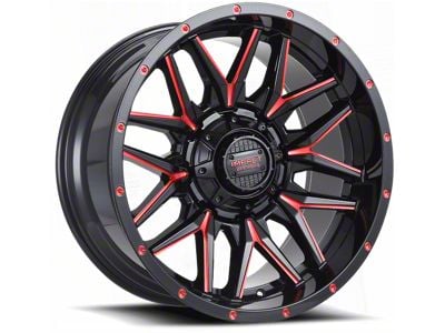Impact Wheels 819 Gloss Black and Red Milled 6-Lug Wheel; 20x10; -12mm Offset (21-24 Bronco, Excluding Raptor)