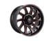 Impact Wheels 825 Gloss Black and Red Milled 6-Lug Wheel; 20x10; -12mm Offset (21-24 Bronco, Excluding Raptor)