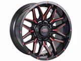 Impact Wheels 819 Gloss Black and Red Milled Wheel; 17x9; -12mm Offset (84-01 Jeep Cherokee XJ)