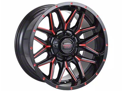 Impact Wheels 819 Gloss Black and Red Milled Wheel; 17x9; -12mm Offset (84-01 Jeep Cherokee XJ)