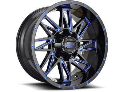 Impact Wheels 814 Gloss Black and Blue Milled Wheel; 17x9 (20-24 Jeep Gladiator JT)