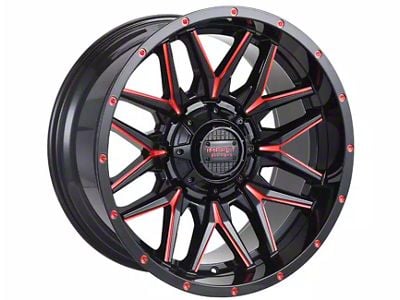 Impact Wheels 819 Gloss Black and Red Milled Wheel; 17x9; -12mm Offset (93-98 Jeep Grand Cherokee ZJ)