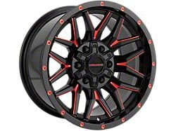 Impact Wheels 819 Gloss Black and Red Milled Wheel; 17x9; -12mm Offset (18-25 Jeep Wrangler JL)