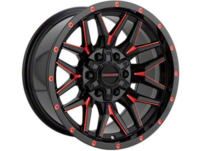 Impact Wheels 819 Gloss Black and Red Milled Wheel; 17x9; -12mm Offset (18-25 Jeep Wrangler JL)