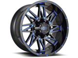 Impact Wheels 814 Gloss Black and Blue Milled Wheel; 17x9 (07-18 Jeep Wrangler JK)