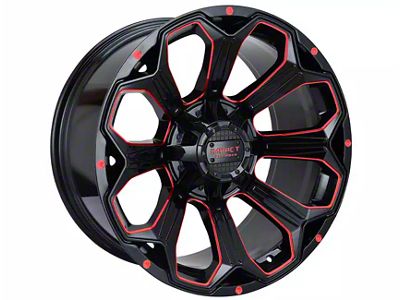 Impact Wheels 817 Gloss Black and Red Milled 6-Lug Wheel; 20x10; -12mm Offset (16-24 Titan XD)