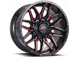 Impact Wheels 819 Gloss Black and Red Milled 6-Lug Wheel; 20x10; -12mm Offset (16-24 Titan XD)