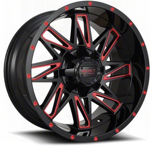 Impact Wheels Tundra 814 Gloss Black and Red Milled 6-Lug Wheel; 18x9 ...