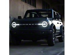 Infotainment LED Reflector Headlights with Signature Halo; Black Housing; Clear Lens (21-24 Bronco)