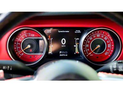 Infotainment Speedometer EVIC Instrument Panel Cluster; Red (18-24 Jeep Wrangler JL Sport)