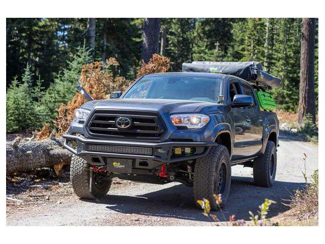 Ironman 4x4 Raid Series Front Bumper, Rear Bumper and Skid Plate Armor Package with Two Spot Beam Clear, Two Spot Beam Amber, Two Flood Beam and Two Flood Beam Red LED Cube Lights (16-23 Tacoma)