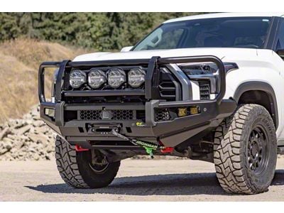 Ironman 4x4 Apex Triple Hoop Winch Front Bumper with Two Spot Beam Clear and Two Spot Beam Amber LED Cube Lights (22-25 Tundra 1794 Edition, TRD Pro)