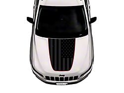 American Flag Hood Graphic; Black with Red Outline (14-23 Jeep Cherokee KL)