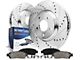 Drilled and Slotted Brake Rotor and Pad Kit; Front (90-91 4WD Jeep Cherokee XJ; 92-98 Jeep Cherokee XJ; 1999 Jeep Cherokee XJ w/ 3-1/4-Inch Composite Rotors)