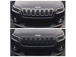 Chrome Delete Grille Overlay; Gloss Black (19-23 Jeep Cherokee KL)