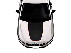 Hood Graphic without Washer Nozzle Cutouts; Matte Black with Red Outline (14-23 Jeep Cherokee KL)