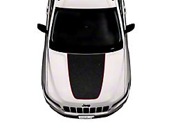 Topographic Map Hood Graphic without Washer Nozzle Cutouts; Black with Red Outline (14-23 Jeep Cherokee KL)