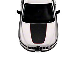 Topographic Map Hood Graphic with Washer Nozzle Cutouts; Black with Red Outline (14-23 Jeep Cherokee KL)